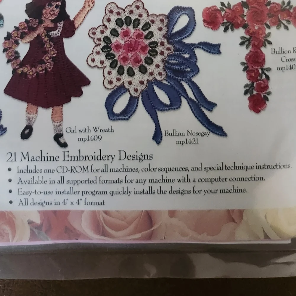 Martha's CD Bullion Rose's Collection 21 Machine Embroidery Designs - Picture 4 of 5